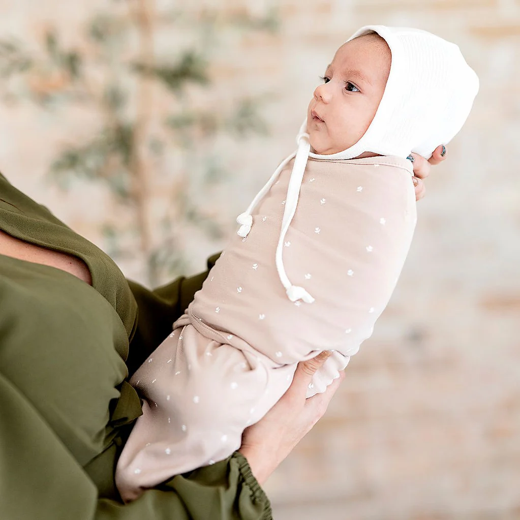 Mauve Tulips & Stripes Adjustable Swaddle Blanket - Image 5