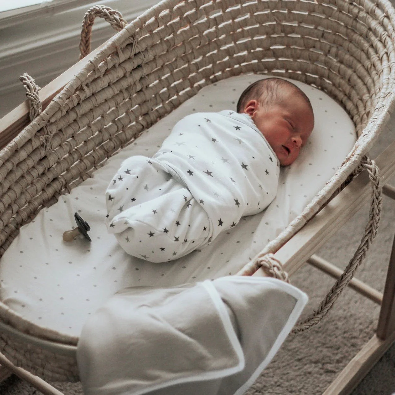 Grey Stars Adjustable Swaddle Blanket - Image 6