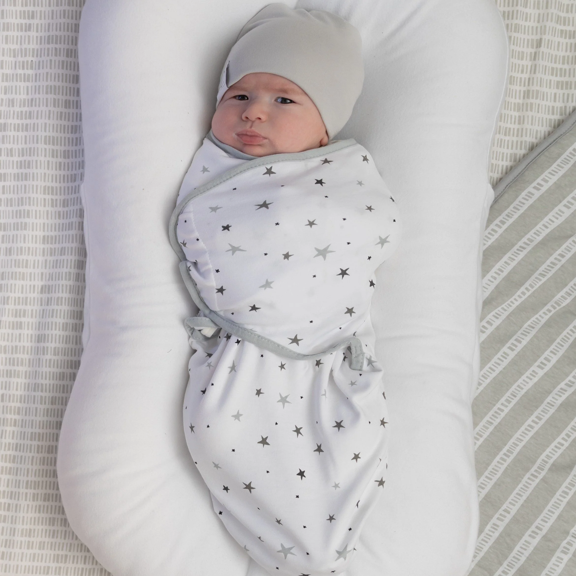 Grey Stars Adjustable Swaddle Blanket - Image 7