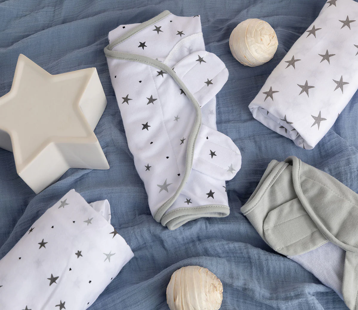 Grey Stars Adjustable Swaddle Blanket - Image 9