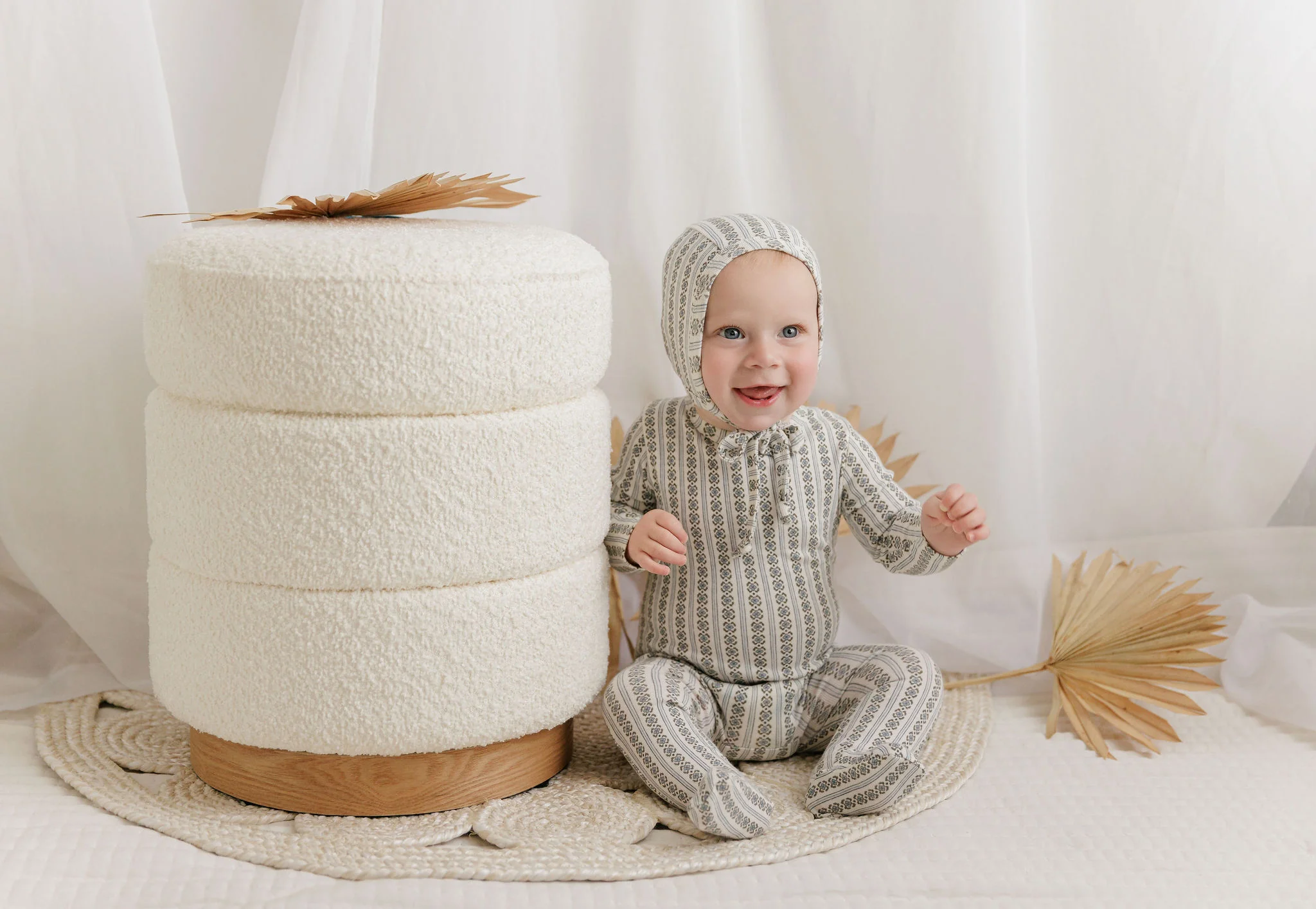 Baby Boy Layette Set – Ivory Blue – Linear Leaf - Image 3