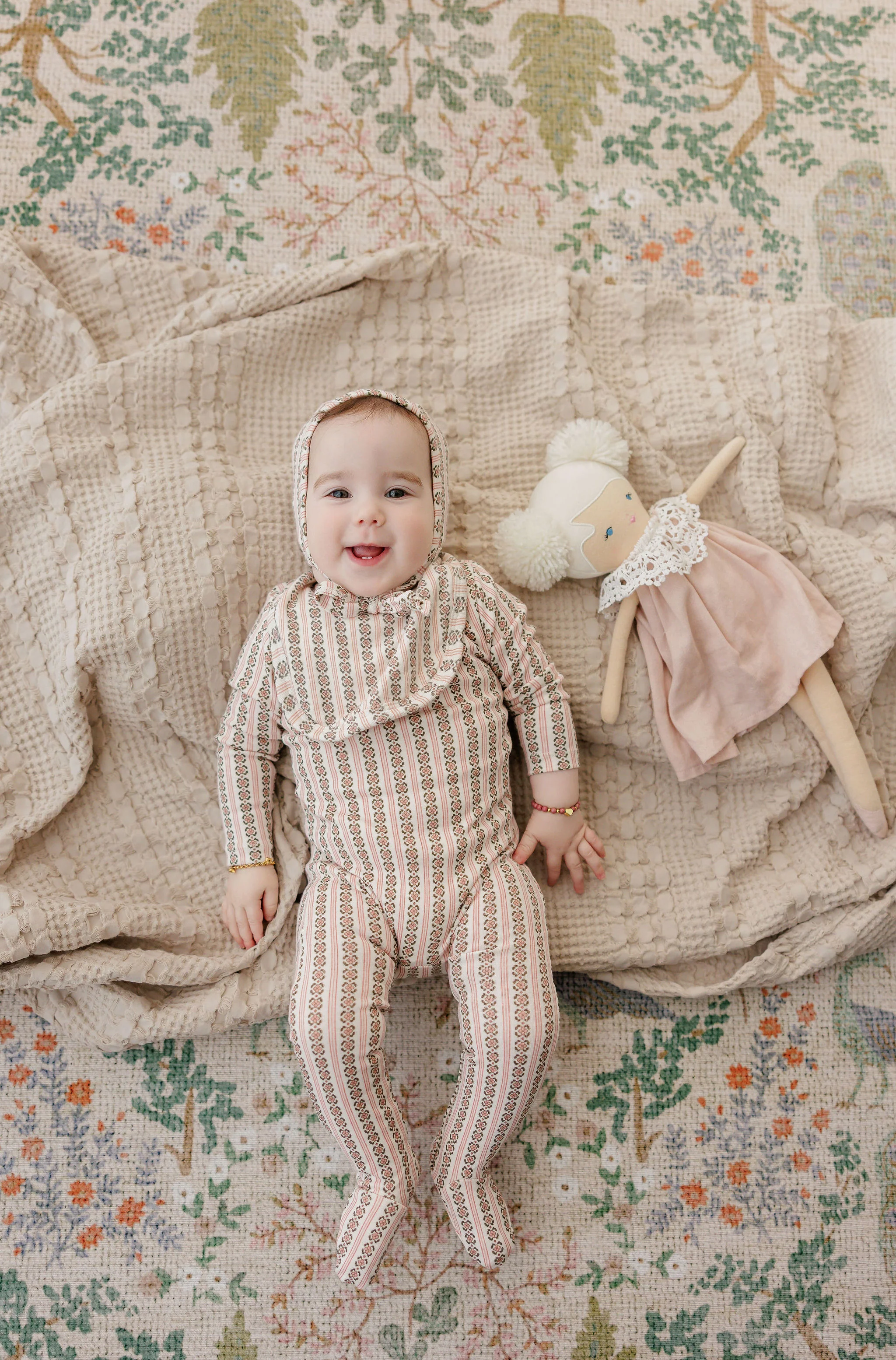 Baby Girl Layette Set β Ivory Pink β Linear Leaf - Image 3