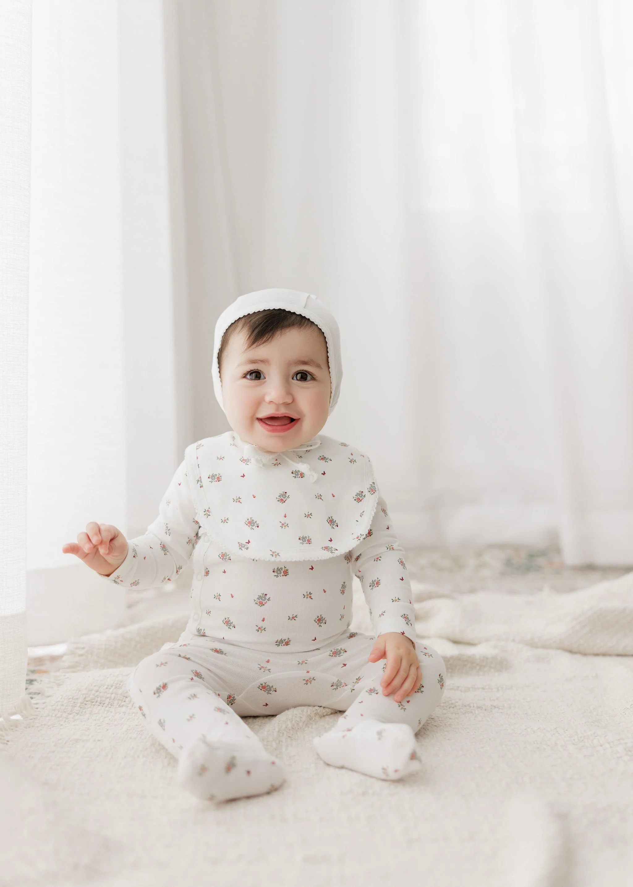 Baby Girl Layette Set β Ivory Pink β Floral Print - Image 3