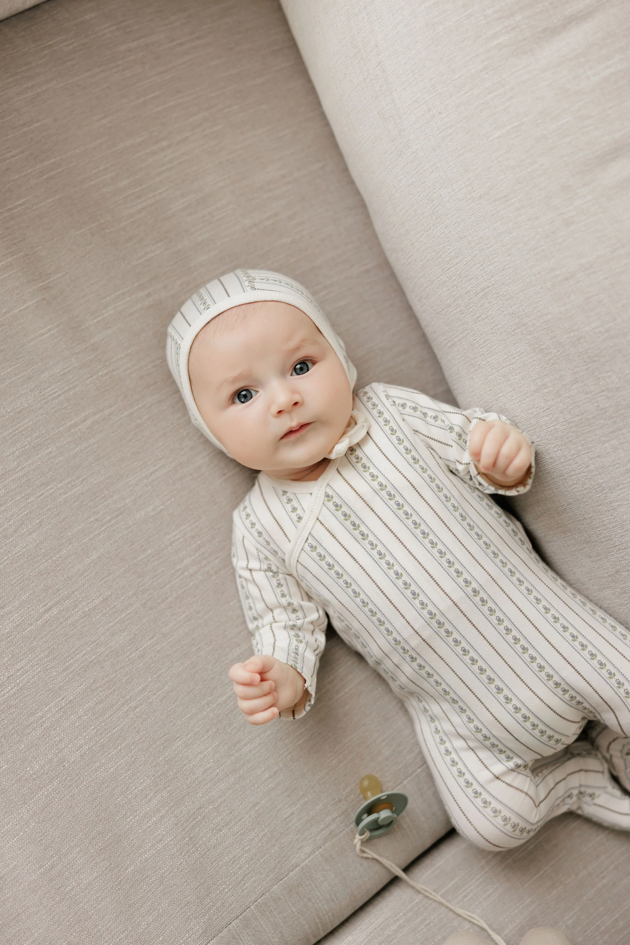 Baby Boy Muslin Bib 3-Pack - Blue - Linear Tulip - Image 3