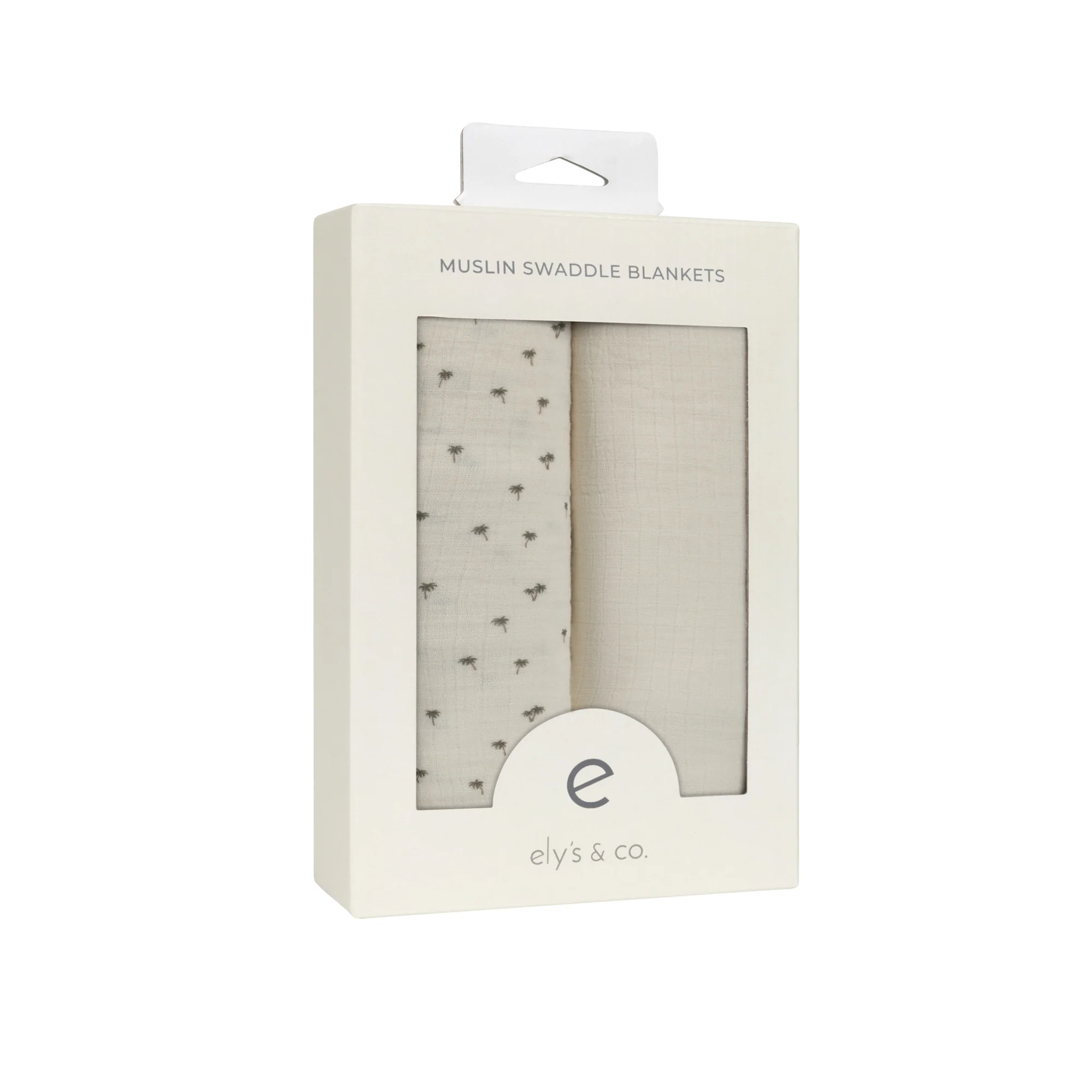 Baby Boy Swaddle Blanket 2-Pack - Ivory - Printed Palm Trees - Image 4