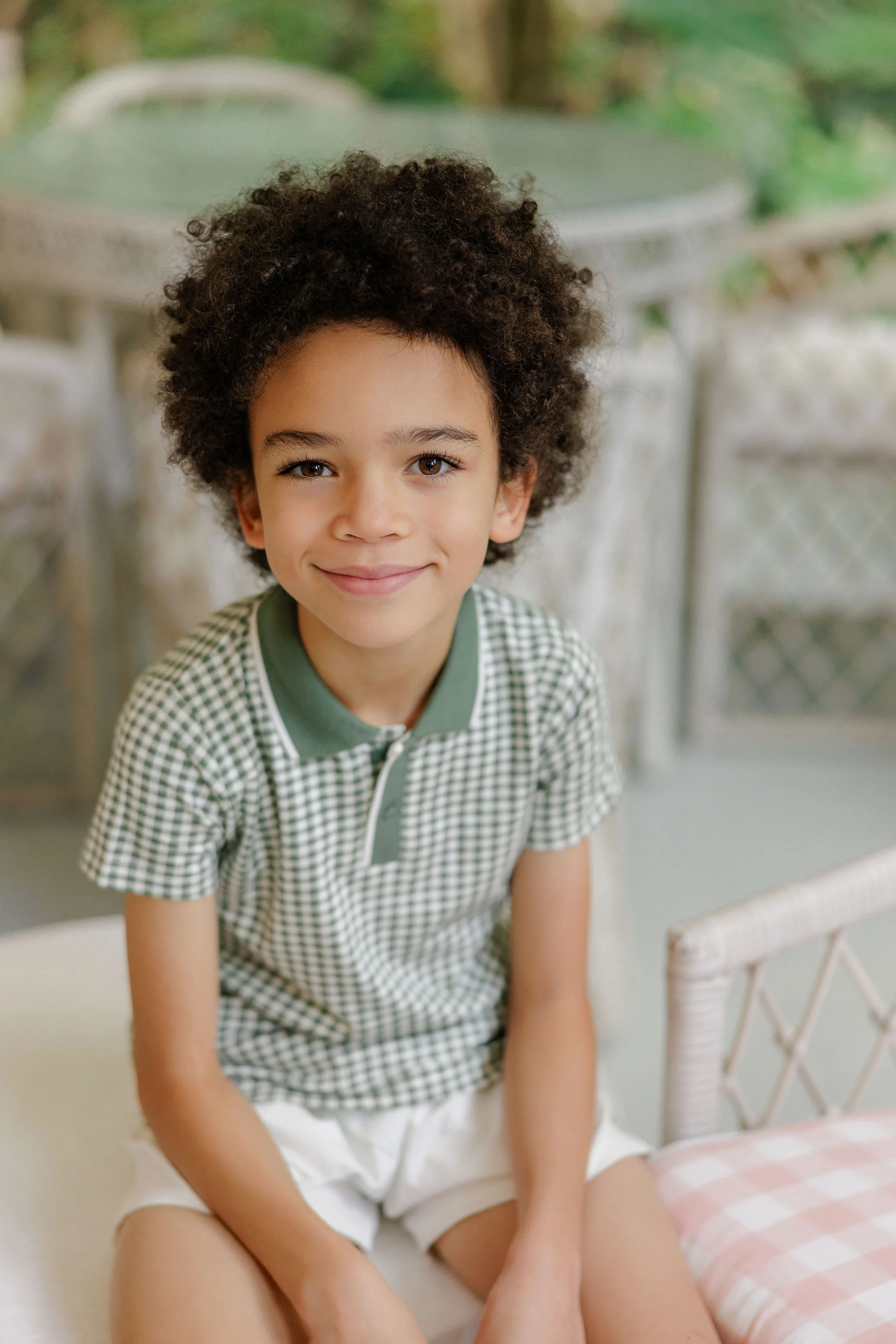 Boys Polo - Sage - Gingham Owl - Image 3