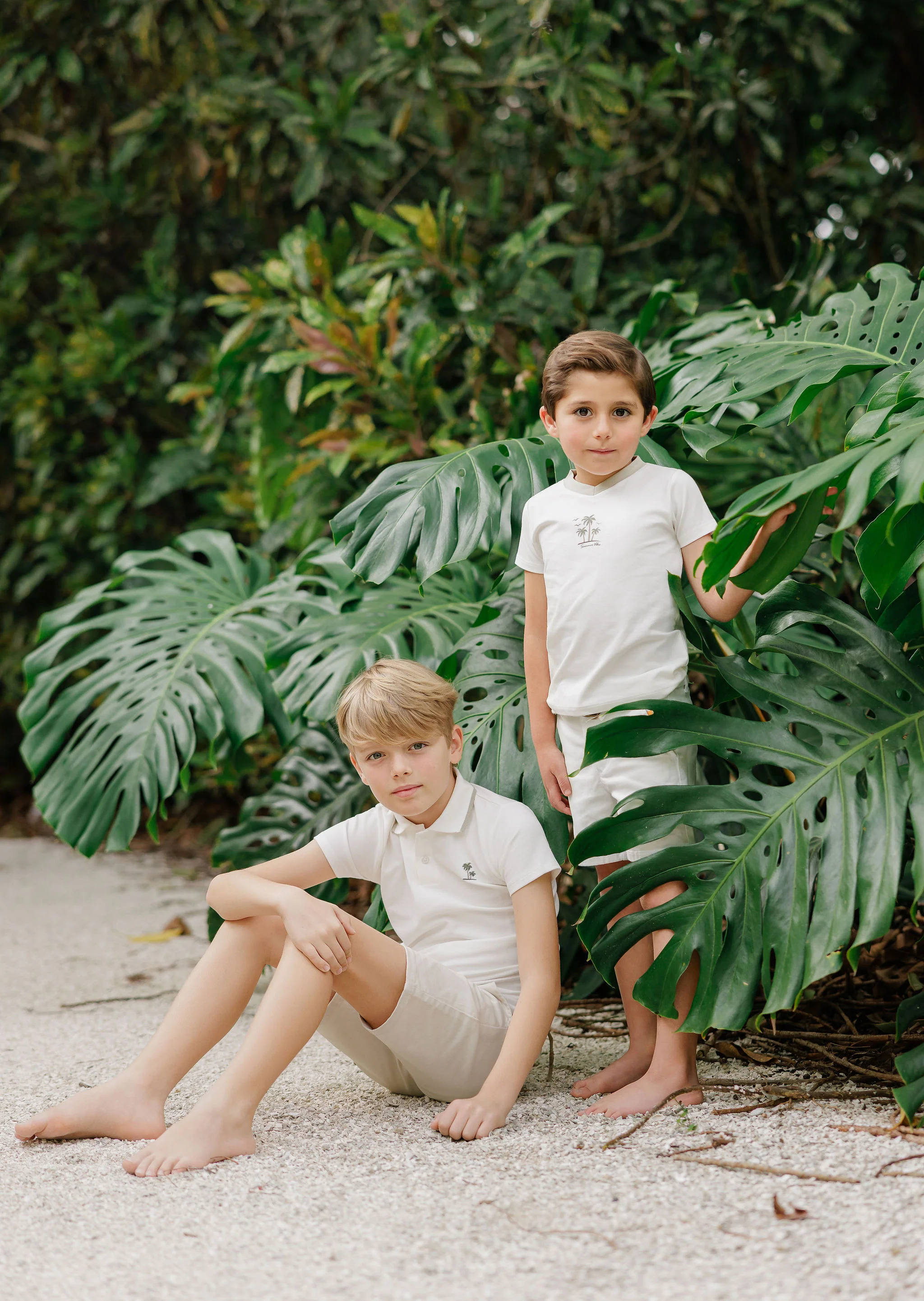 Boys Tee - Ivory - Printed Palm Trees - Image 4