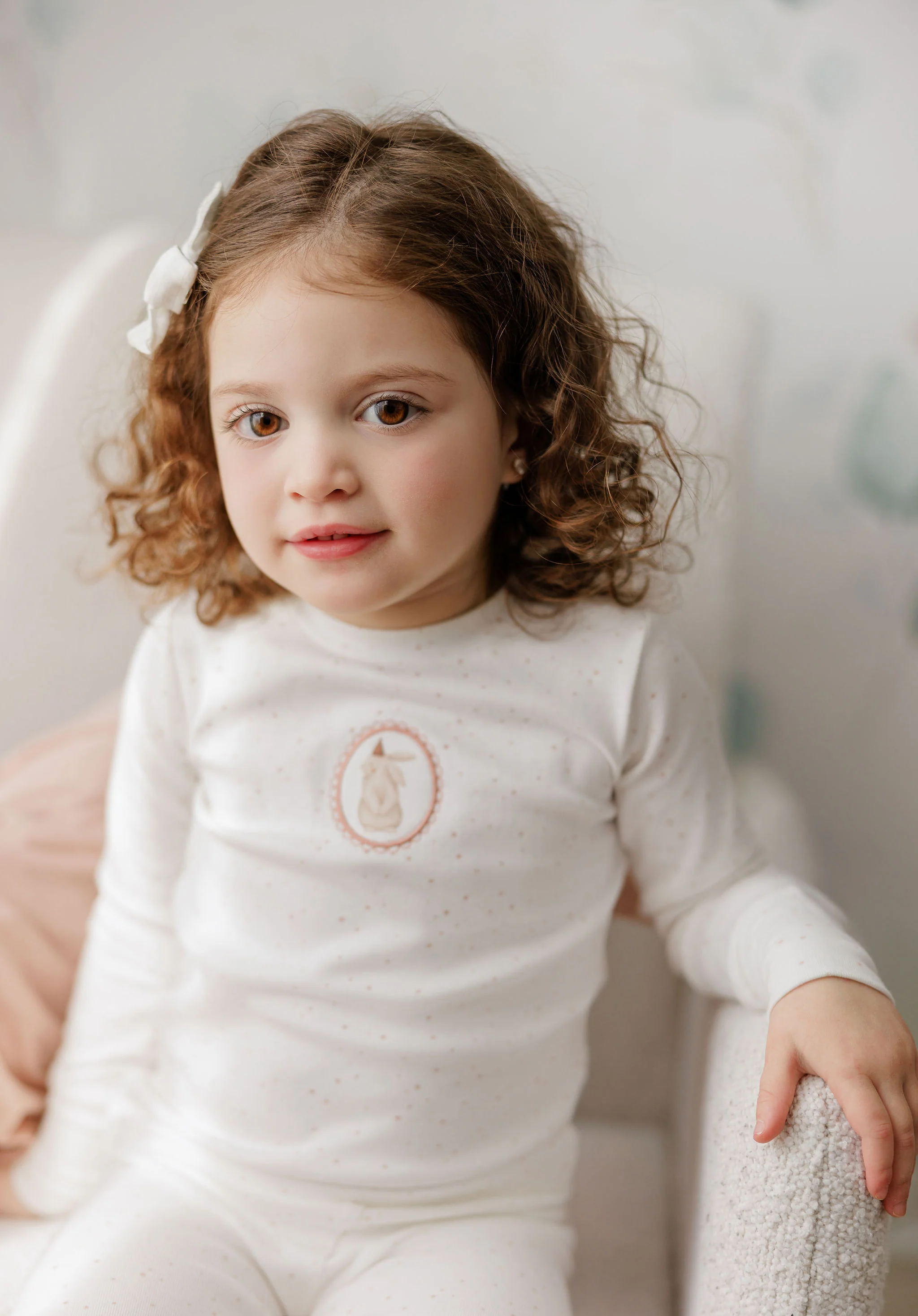 Girls Pajamas – Ivory Pink – Speckled Bunny - Image 5