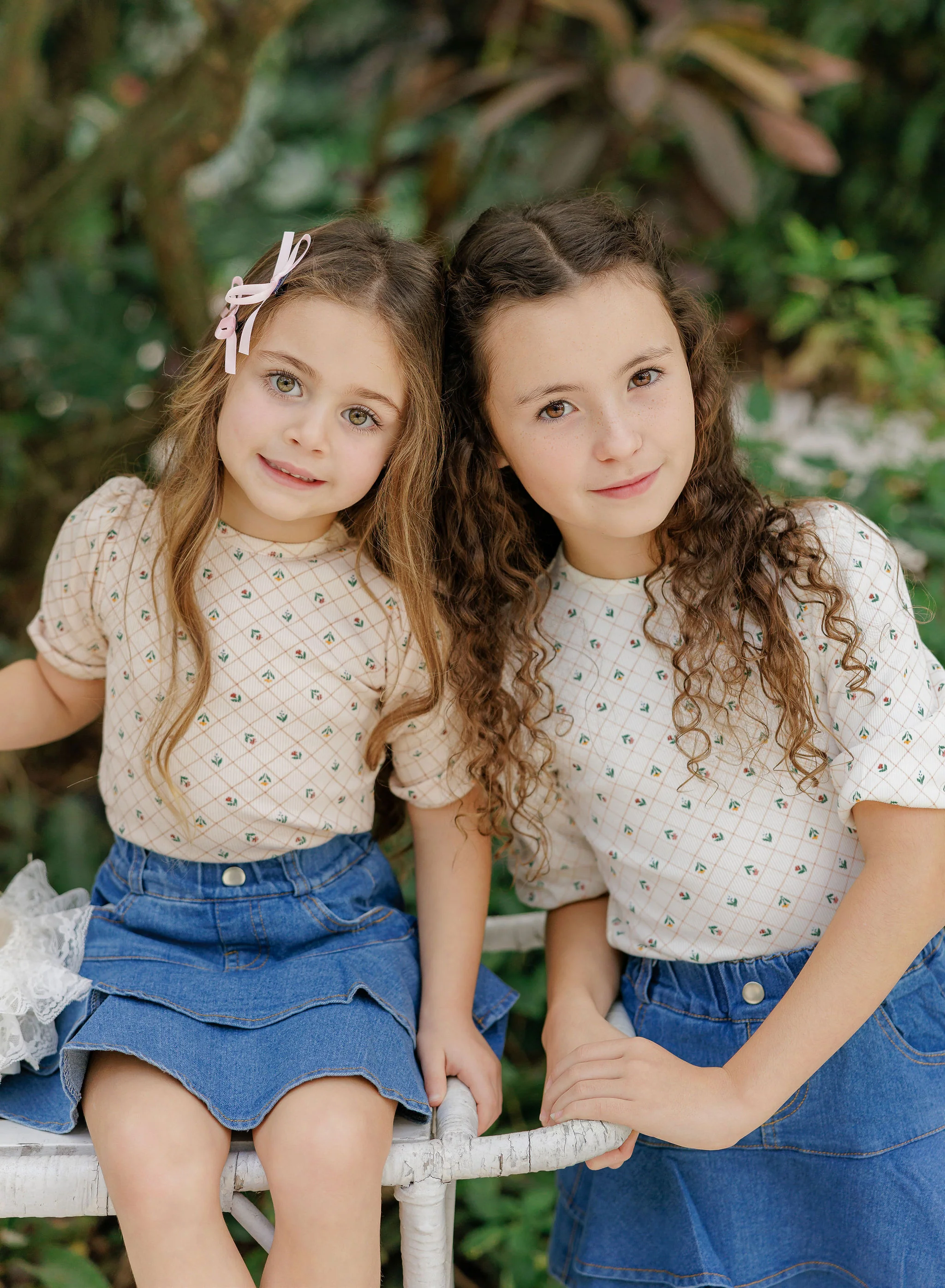 Girls Tee - Pink - Floral Grid - Image 3