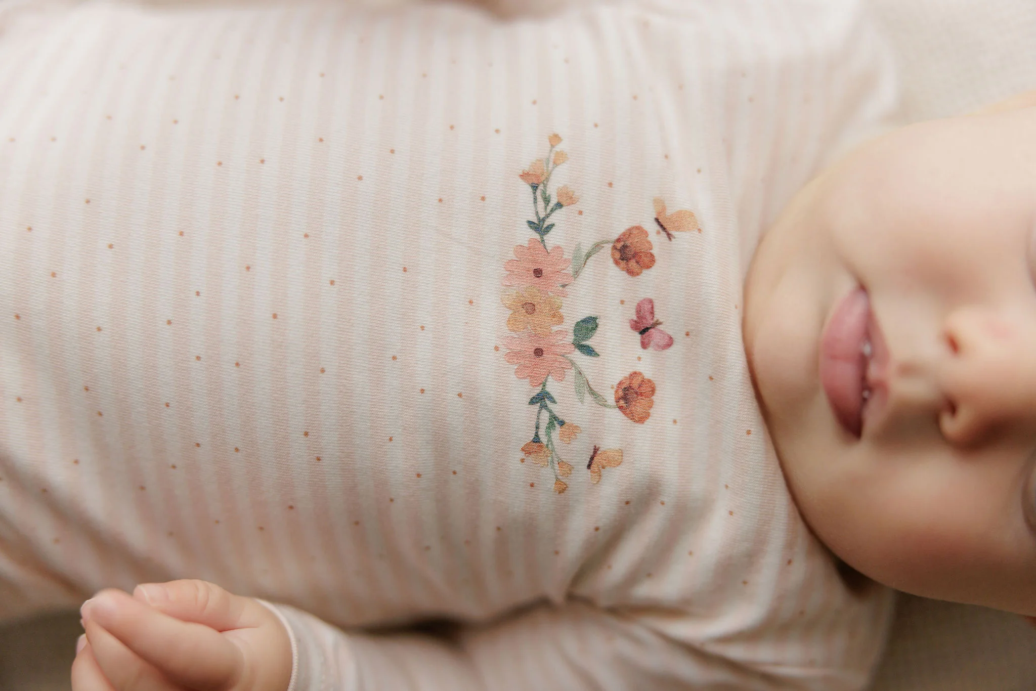 Girls Tshirt and Bloomer Set - Ivory Pink - Floral Stripe - Image 5