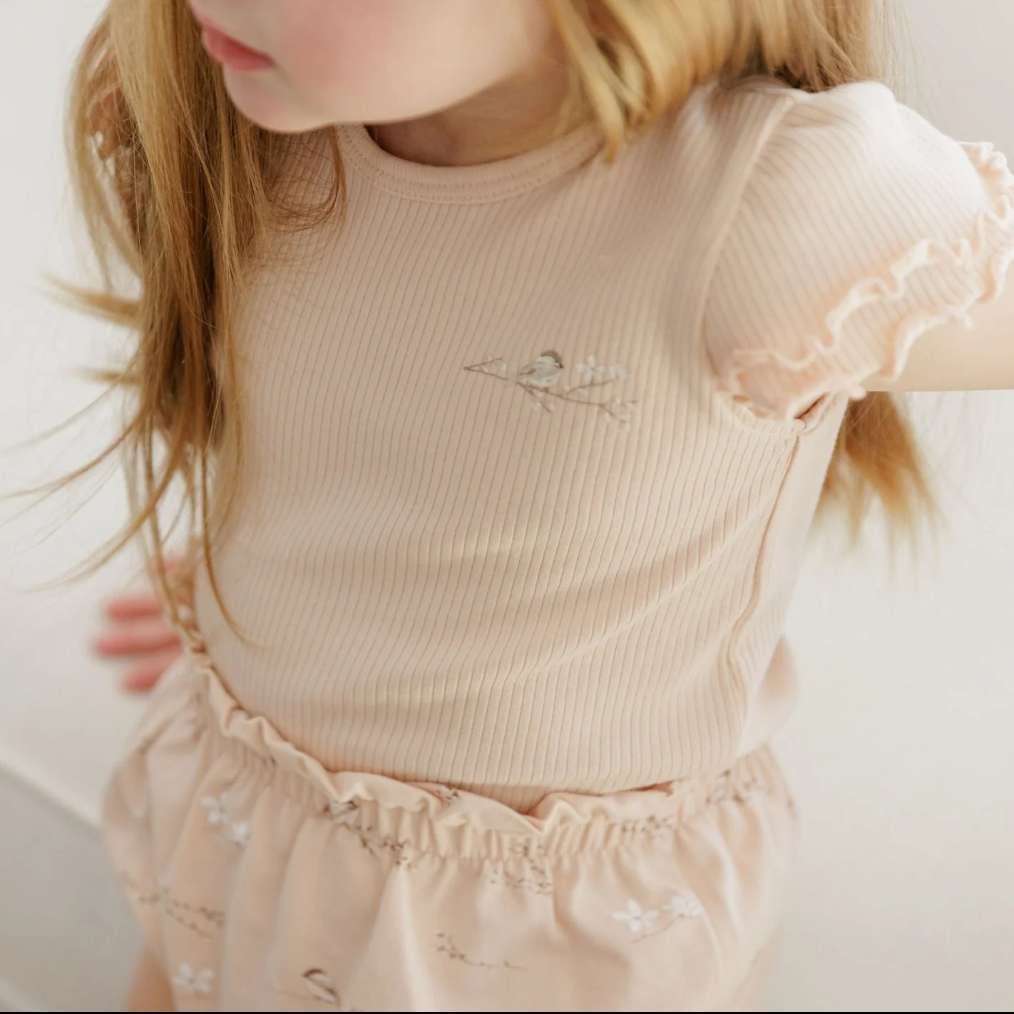 Jersey Cotton - Vintage Birds Collection- Ribbed Tee & Bottoms - Image 4