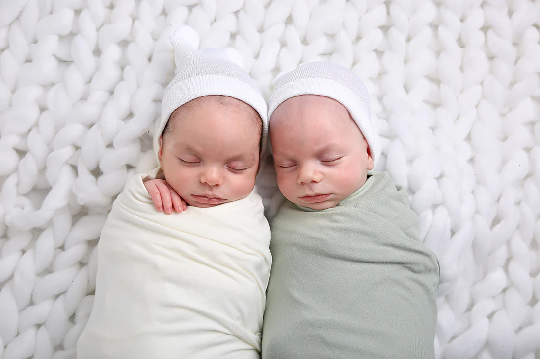 Jersey Knit Sage Cotton Swaddle and Beanie Gift Set - Image 5