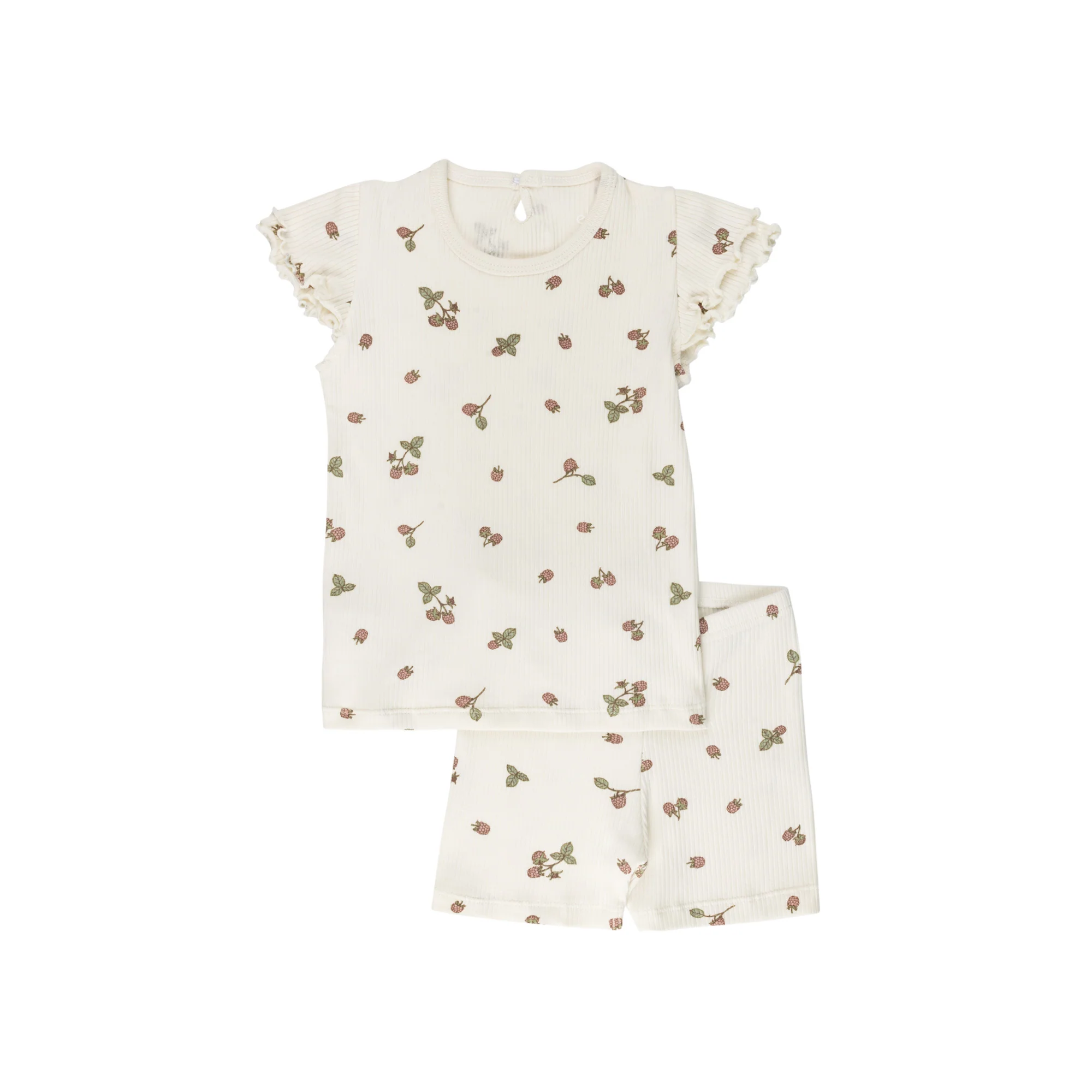 Ribbed Cotton - Raspberries Collection - Short Sleeve Lounge Set - Image 3