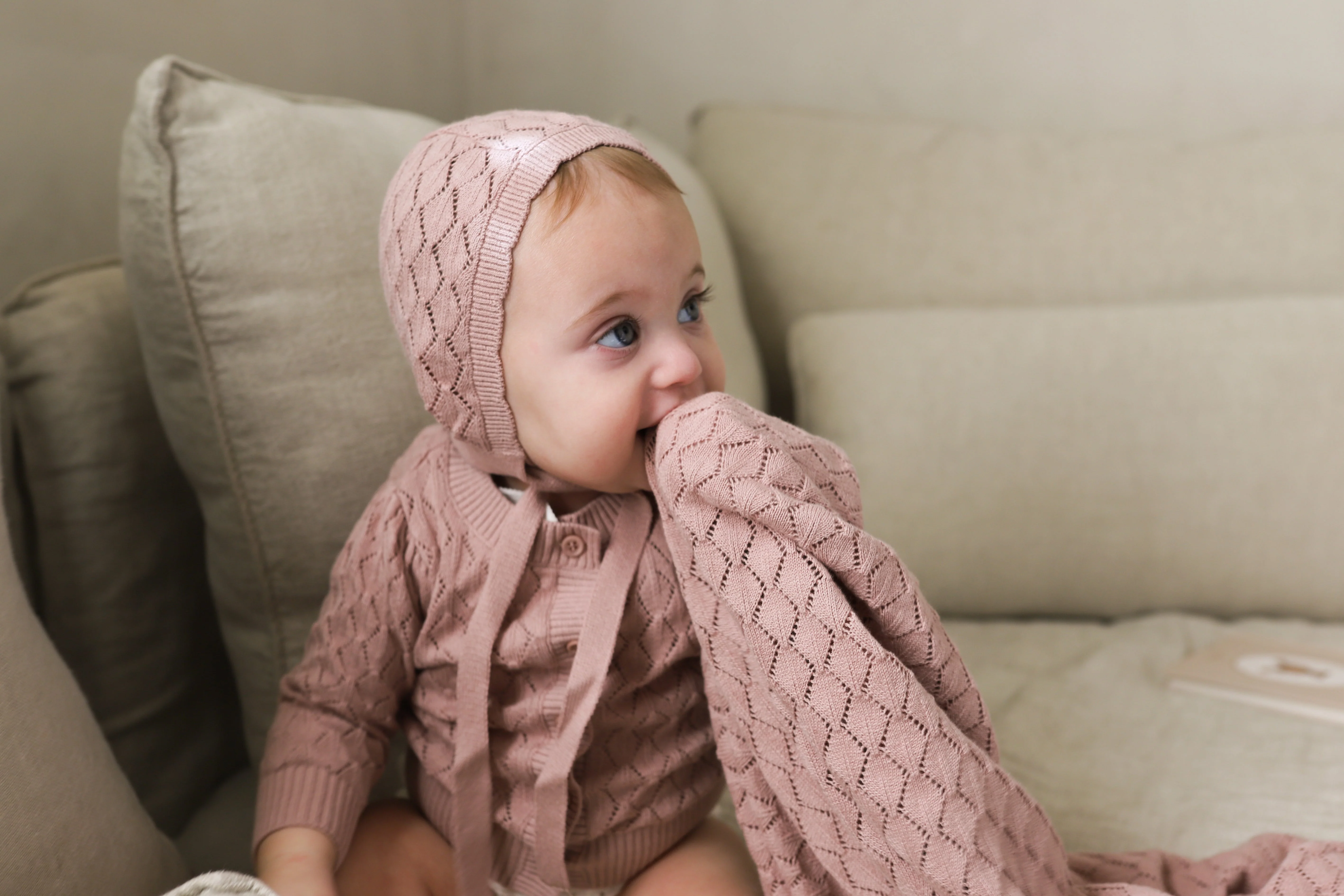 Stitch  Collection -  Diamond Pointelle Knit Cardigan - Image 9