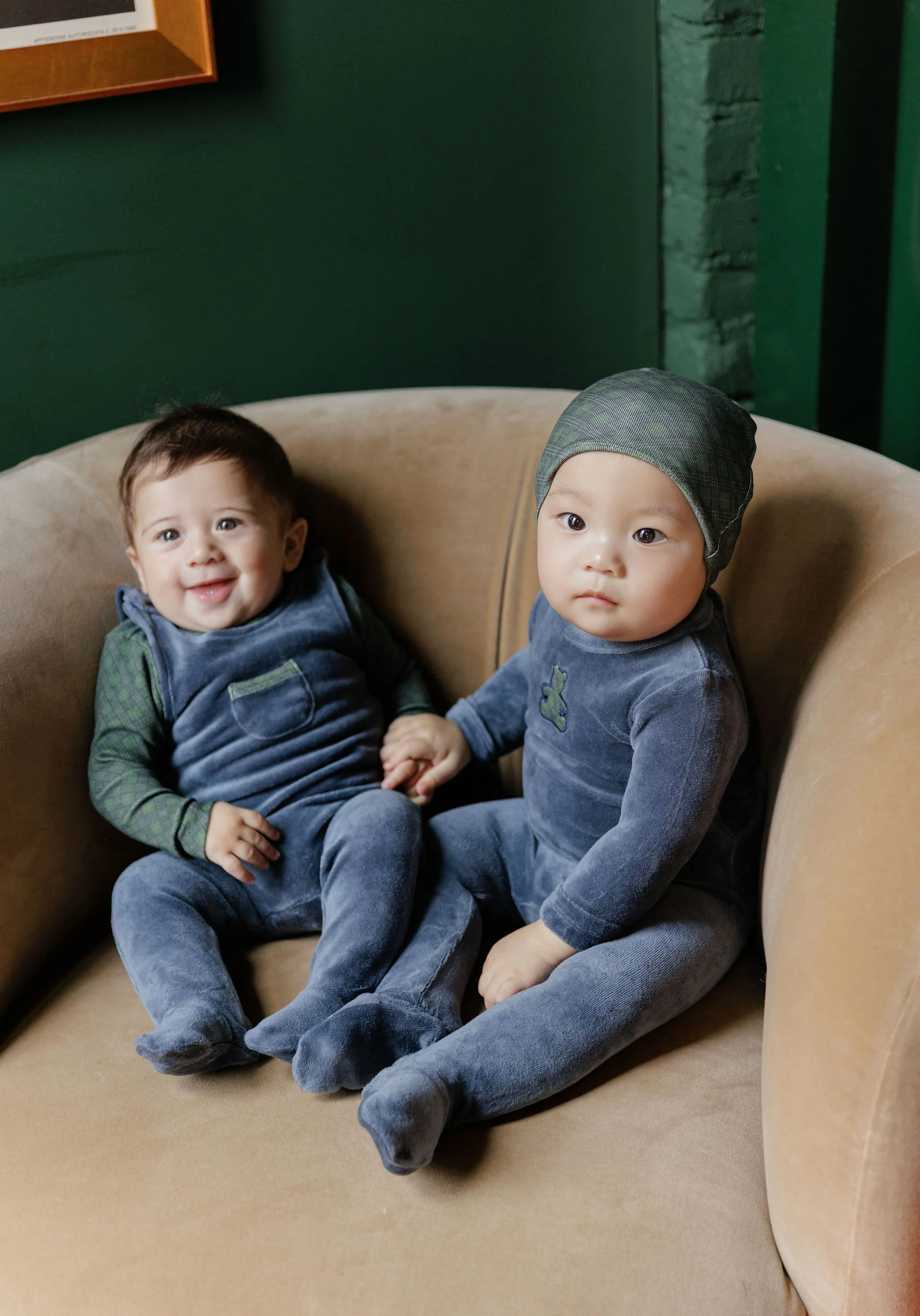 Velour Plaid Bear Collection - Overalls and Turtleneck - Image 3